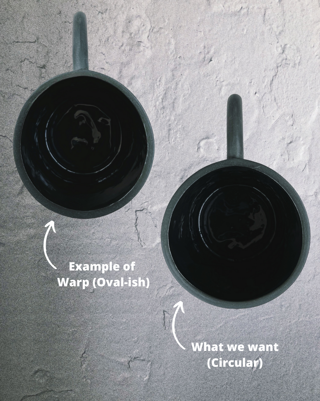 Black matte stoneware ceramic mug with four thin full bar that wrap around the mug and extend outwards as the handles.